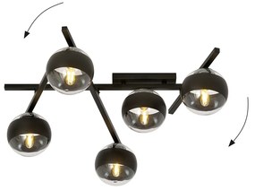 Plafoniera Moderna Teti Acciaio Nero 5 Luci E14 Ip20