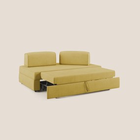 Liberty divano con pouf estraibile e schienali movibili in tessuto morbido impermeabile T02 giallo