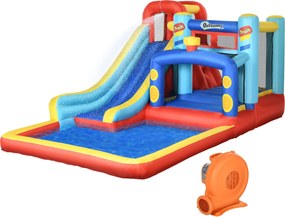 Castello Giostra Gonfiabile 435x245x200 cm con Scivolo Piscina e Pompa Multicolor...