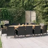 Set da Pranzo per Giardino 13 pz con Cuscini Nero 3103606