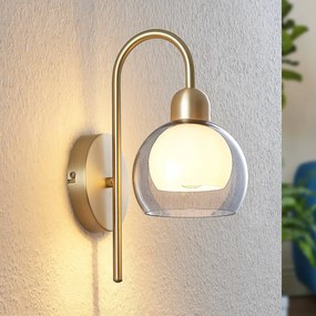 Lucande Mylah, applique con paralume in vetro, ottone