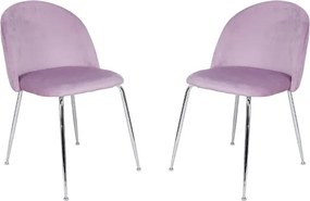 Sedia da pranzo in velluto Glicine con gambe in metallo Cromo - PARIS 2 sedie