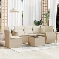 Set Divano da Giardino 6 pz con Cuscini Beige in Polyrattan 3253715