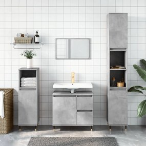 Set Mobili Da Bagno 3 Pz Grigio Cemento İn Legno Multistrato /