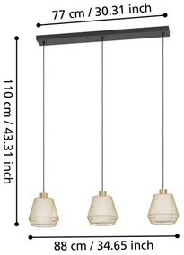 Eglo 900897 - Lampadario a sospensione con filo CIUDADELA 3xE27/40W/230V