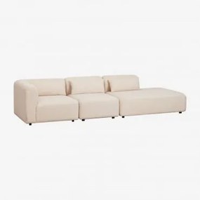 Divano Modulare Angolare In 3 Pezzi Fogler Con Chaise Lounge Destra Ciniglia Crema Beige - Sklum