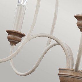 Lampadario Classico Hartsville Acciaio Gesso Slavato Legno Marrone 5 Luci E14