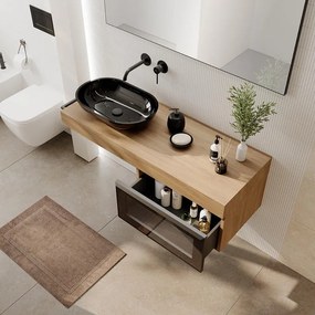 Mobile da bagno sospeso sotto lavabo Star L 60.3 x H 30 x P 46 cm rovere oak, 1 cassetto
