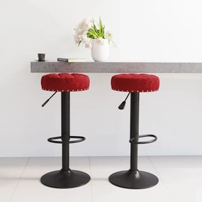 Sgabelli Da Bar 2 Pz Rosso Vino İn Velluto /