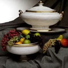 Oval bowl with plate - Simonetti ceramica di Castelli