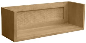 Mensola da parete in legno massello di mango e motivo a intreccio rattan L60 cm ACANGE