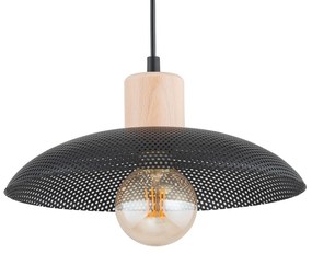 Sospensione Nordica Kobe 1 Luce In Legno E Acciaio Nero