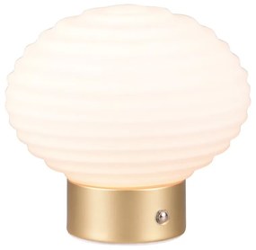 Lampada da tavolo LED dimmerabile in bianco e oro con paralume in vetro (altezza 14,5 cm) Earl - Reality