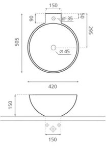 Bathco 0028 - Lavabo da appoggio BAYONA 42x50,5 cm porcellana/bianco