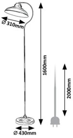 Rabalux 5310 - Lampada da terra DRAGAN 1xE27/60W/230V