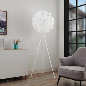 Lampada da terra Lindby Varika con paralume a sfera, bianco