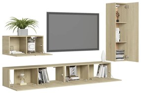 Set porta tv 4 pz rovere sonoma in truciolato