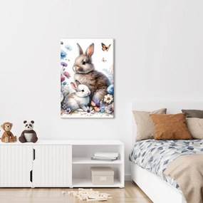 Quadro su tela – Dolci coniglietti tra i fiori