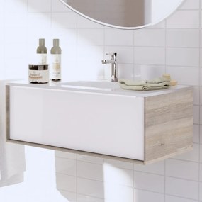 Mobile sottolavabo e lavabo Neo per vasca centrale rovere grigio L 90 x H 32 x P 48 cm