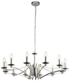 Lampadario Classico Ascot Acciaio Cromo 12 Luci E14