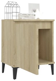 Comodino con gambe in metallo rovere sonoma 40x30x50cm