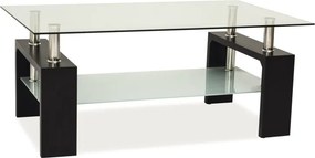 Tavolino da salotto Lisa Basic II in vetro e MDF wengé – 100x60x55 cm
