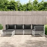 Set Salotto da Giardino 6 pz con Cuscini in Acciaio Bianco 3186892