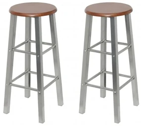 Set Sgabelli Da Bar 2 Pz İn Metallo E Sedile İn Mdf /