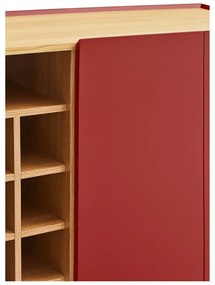 Cassettiera alta rossa effetto rovere95x120 cm Arista - Teulat