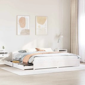 Letto Senza Materasso Bianco 160x200 Cm Legno Massello Di Pino /