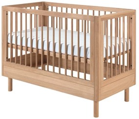 Lettino di colore naturale in rovere massiccio con altezza regolabile 60x120 cm Forrest – Vipack