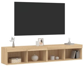 Mobili TV con Luci LED 2pz Rovere Sonoma 80x30x30 cm