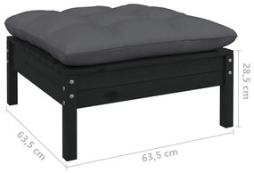 Set Divani da Giardino 11 pz con Cuscini Massello di Pino Nero