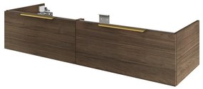 Mobile da bagno sospeso sotto lavabo L 150 x H 32 x P 48 cm noce, 2 ante Neo, Maniglie acquistabili separatamente