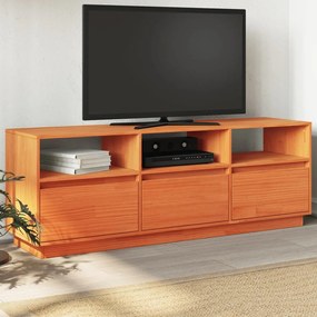 Mobile Tv Marrone Cera 140x37x50 Cm Legno Massello Di Pino /