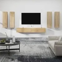 Set di Mobili Porta TV 6 pz Rovere Sonoma in Legno Multistrato 3114352