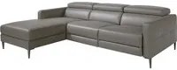 Divano a chaise longue in pelle grigio scuro con meccanismo relax