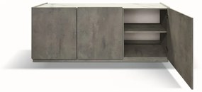 Credenza FAVIGNANA in legno, finitura in grigio cemento, piano effetto marmo statuario, 200&#215;50 cm