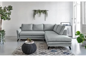 Divano letto angolare grigio chiaro L, angolo destro Charming Charlie - Miuform