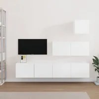 Set di Mobili Porta TV 4 pz Bianco in Legno Multistrato cod mxl 20210