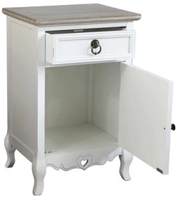 BERNADETTE - mobiletto 1 cassetto 1 anta in legno di paulownia shabby chic