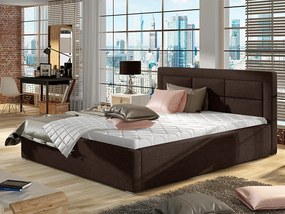 Letto matrimoniale con box contenitore Manila - 160 x 200 cm , Tessuto marrone