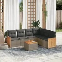 Set Divani da Giardino 7 pz con Cuscini Grigio in Polyrattan 3227691