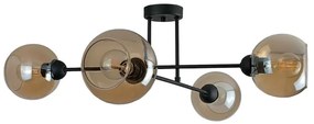 Lampadario a sospensione con supporto rigido VASCO 4xE27/60W/230V nero/fumé beige