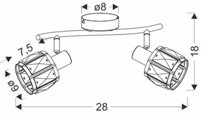 Faretto DUBAI 2xE14/40W/230V nero/oro