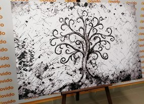 Stampa su tela – Simbolo dell'albero della vita in bianco e nero