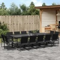 Set da Pranzo da Giardino 15 pz Nero in Textilene 3295126