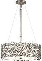 Lampadario Contemporaneo Silver Coral Metallo Peltro Classico Vetro 3 Luci E27