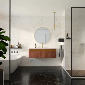 Piastrella da pavimento e rivestimento interno 60 x 120 cm Sp. 9 mm rettificato Blush in gres porcellanato smaltato lucido nero traffico leggero (pei 1/5) 1.44 mq