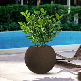 Vaso in resina da esterno interno tondo a sfera d.40x33h Botticelli Marrone